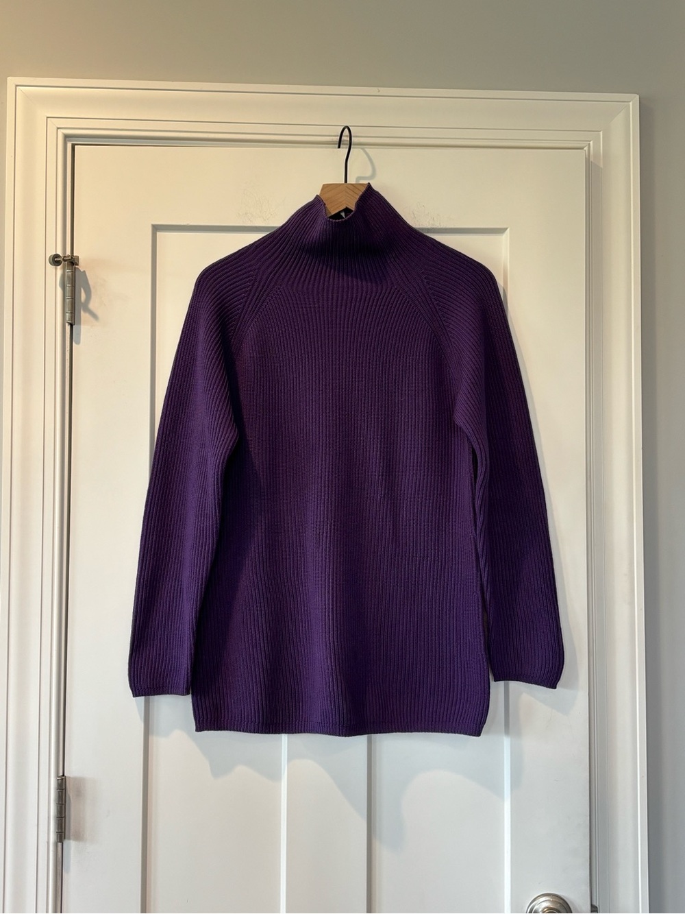Max Mara Leisure Women’s Wool Purple Mock Neck Ribbed Sweater Size S M